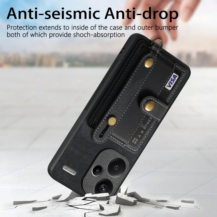For Xiaomi Redmi Note 13 Pro+ Retro Cross Wristband Wallet Leather Back Phone Case(Black) - free shipping - PMC TechLife - Order now!