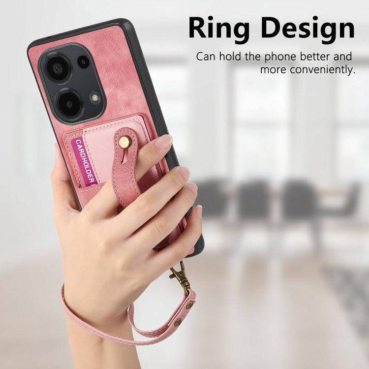 For Xiaomi Redmi Note 13 Pro 4G Retro Cross Wristband Wallet Leather Back Phone Case(Pink) - Note 13 Pro Cases by PMC TechLife | Online Shopping South Africa | PMC TechLife | Buy Now Pay Later Mobicred
