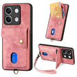 For Xiaomi Redmi Note 13 5G Retro Card Wallet Fold Leather Phone Case with Strap(Pink) - Note 13 Cases by PMC TechLife | Online Shopping South Africa | PMC TechLife | Buy Now Pay Later Mobicred