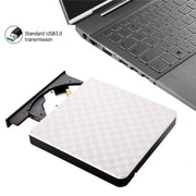 633 Rhombus Pattern USB3.0 Computer Laptop External Optical Drive Burner DVD Write(White)