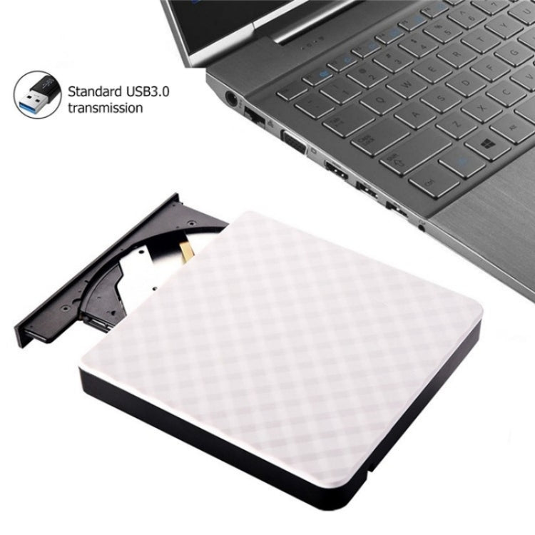 633 Rhombus Pattern USB3.0 Computer Laptop External Optical Drive Burner DVD Write(White)