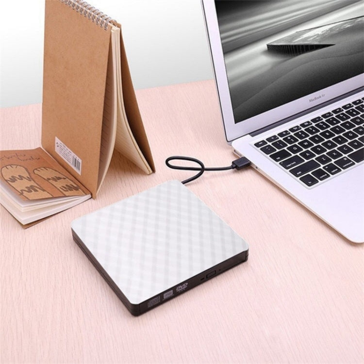 633 Rhombus Pattern USB3.0 Computer Laptop External Optical Drive Burner DVD Write(White)