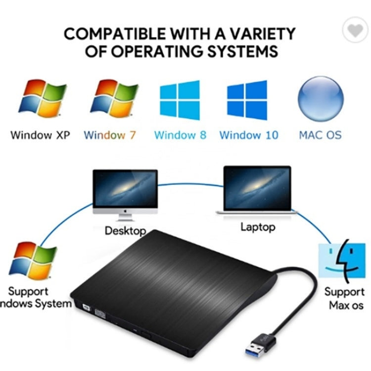 663 High Speed CD DVD Burner USB3.0 Computer Laptop External Optical Drive Burner(White) - free shipping - PMC Jewellery - Order now!