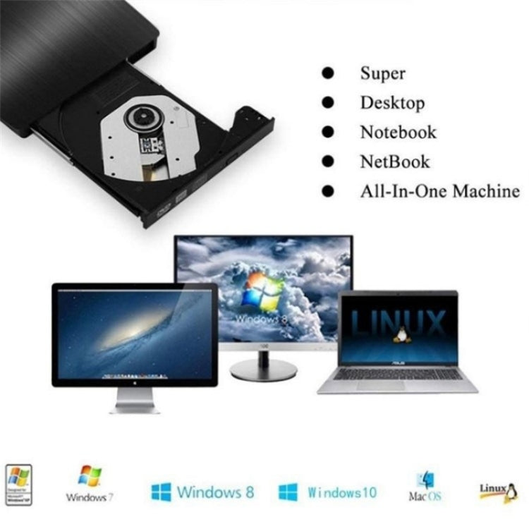 663 High Speed CD DVD Burner USB3.0 Computer Laptop External Optical Drive Burner(White) - free shipping - PMC Jewellery - Order now!