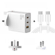 GAN 65W PD45W Dual Type-C / QC3.0 USB  Multi Compatible Charger + 2m USB-C to USB-C Data Cable UK + US Plug White - Cable & Adapter by PMC Jewellery | Online Shopping South Africa | PMC Jewellery | Buy Now Pay Later Mobicred