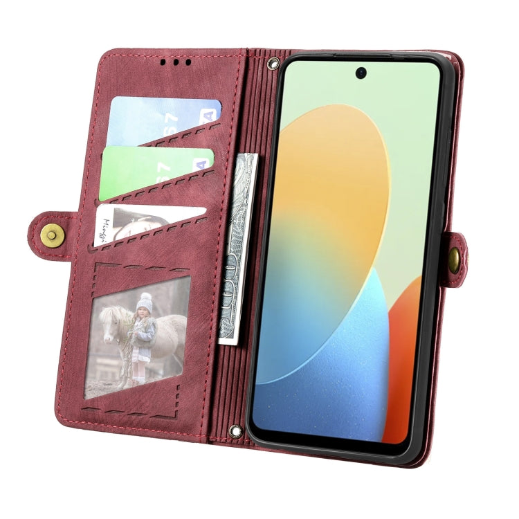 For Tecno Spark Go 2024 Geometric Zipper Wallet Side Buckle Leather Phone Case(Red) - Tecno Cases by PMC Jewellery | Online Shopping South Africa | PMC Jewellery | Buy Now Pay Later Mobicred