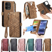 For Tecno Spark Go 2024 Geometric Zipper Wallet Side Buckle Leather Phone Case(Red)