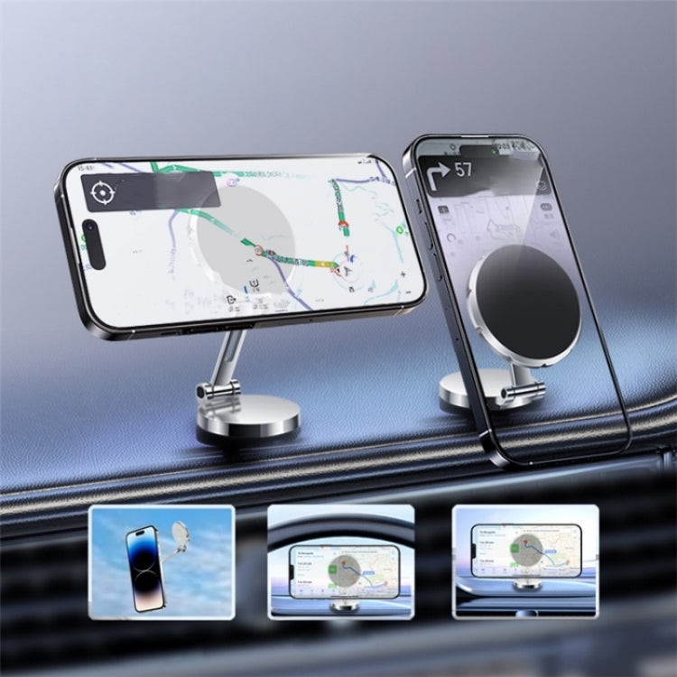 G158 360-Degree Rotating Metal Phone Stand Dashboard Folding Magnetic Car Mount(Gray) - Car Holders by PMC TechLife | Online Shopping South Africa | PMC TechLife | Buy Now Pay Later Mobicred
