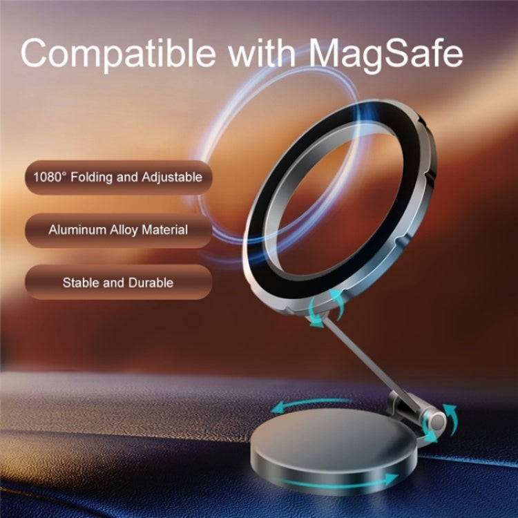 G118 1080-Degree Rotating Folding Magnetic Phone Holder Dashboard Suction Cup Car Mount(Silver) - Car Holders by PMC TechLife | Online Shopping South Africa | PMC TechLife | Buy Now Pay Later Mobicred