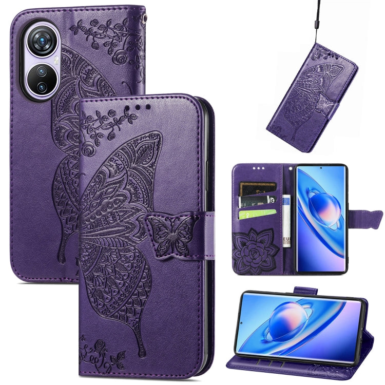For Blackview A200 Pro Butterfly Love Flower Embossed Leather Phone Case(Purple) - More Brand by PMC TechLife | Online Shopping South Africa | PMC TechLife