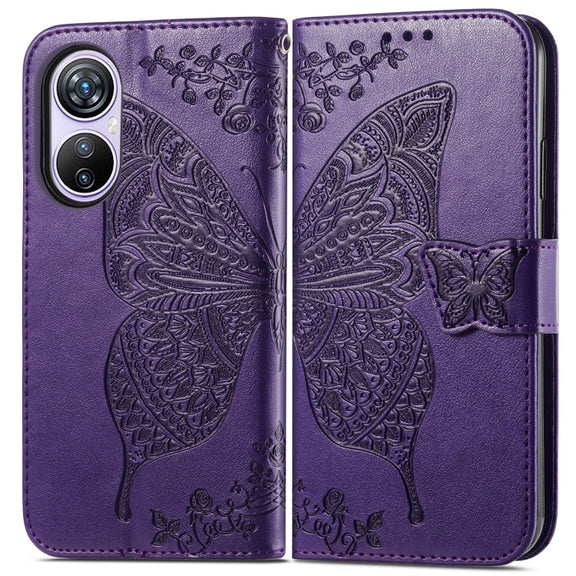 For Blackview A200 Pro Butterfly Love Flower Embossed Leather Phone Case(Purple)