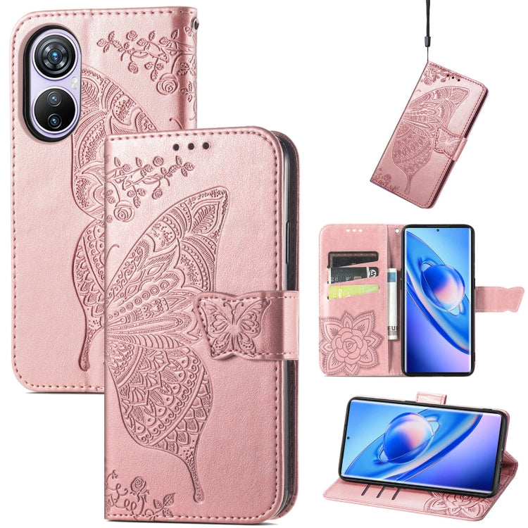For Blackview A200 Pro Butterfly Love Flower Embossed Leather Phone Case(Rose Gold) - More Brand by PMC TechLife | Online Shopping South Africa | PMC TechLife
