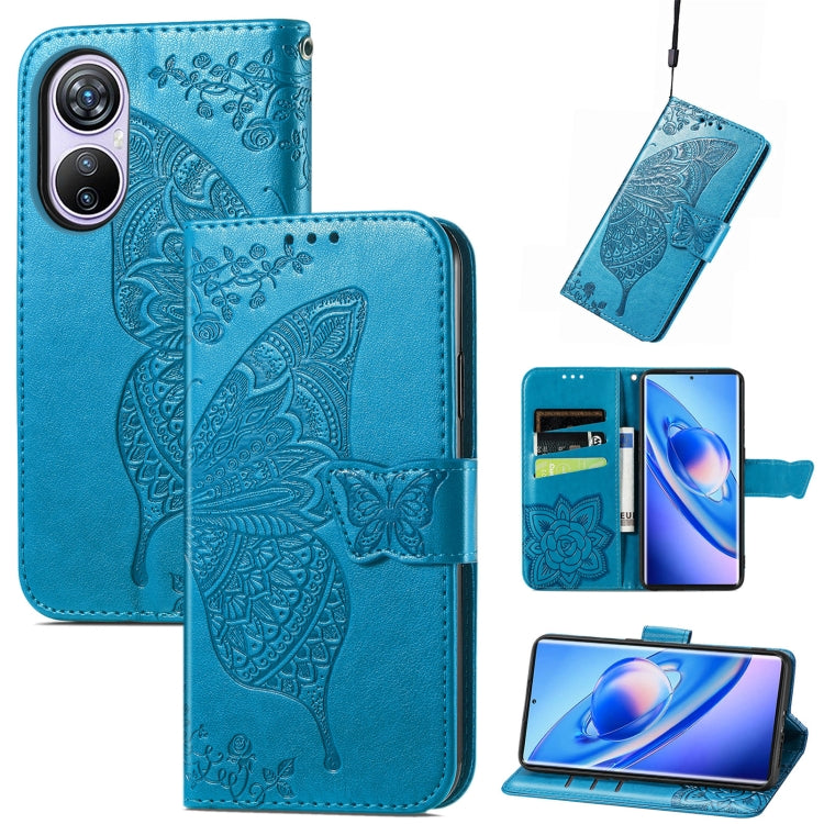 For Blackview A200 Pro Butterfly Love Flower Embossed Leather Phone Case(Blue) - More Brand by PMC TechLife | Online Shopping South Africa | PMC TechLife