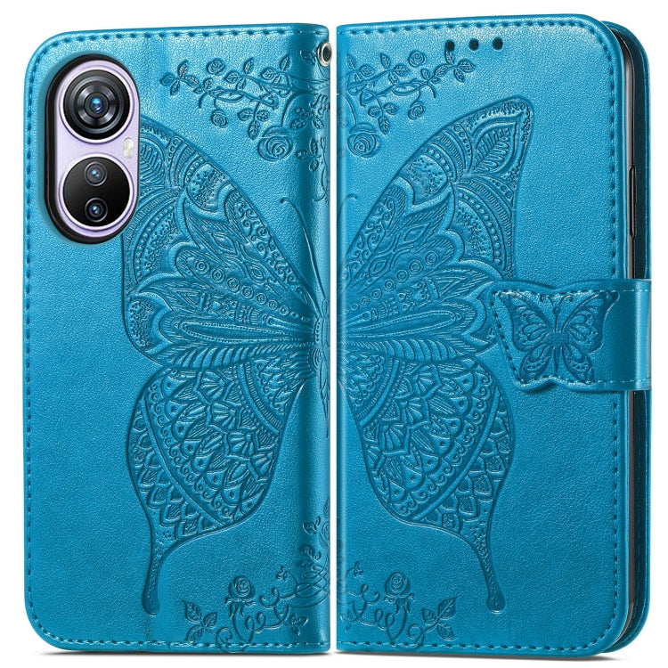 For Blackview A200 Pro Butterfly Love Flower Embossed Leather Phone Case(Blue) - More Brand by PMC TechLife | Online Shopping South Africa | PMC TechLife
