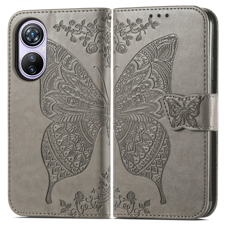 For Blackview A200 Pro Butterfly Love Flower Embossed Leather Phone Case(Gray) - More Brand by PMC TechLife | Online Shopping South Africa | PMC TechLife