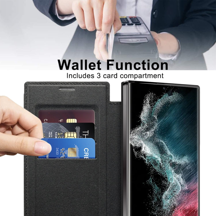 For Samsung Galaxy S22 Ultra 5G MagSafe Magnetic RFID Anti-theft Leather Phone Case(Black) - Galaxy S22 Ultra 5G Cases by PMC TechLife | Online Shopping South Africa | PMC TechLife