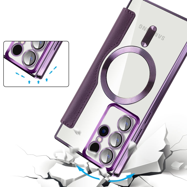 For Samsung Galaxy S22 Ultra 5G MagSafe Magnetic RFID Anti-theft Leather Phone Case(Purple) - Galaxy S22 Ultra 5G Cases by PMC TechLife | Online Shopping South Africa | PMC TechLife