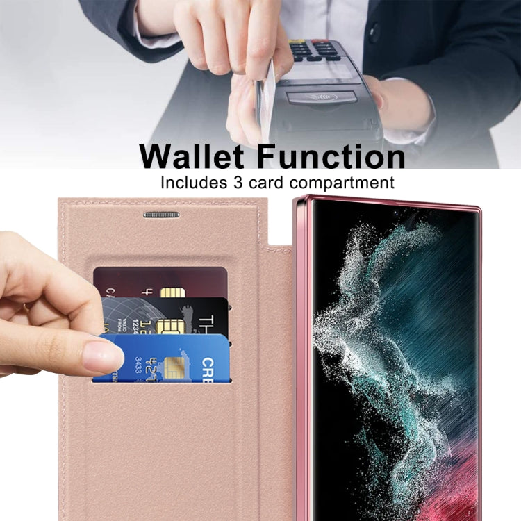 For Samsung Galaxy S22 Ultra 5G MagSafe Magnetic RFID Anti-theft Leather Phone Case(Pink) - Galaxy S22 Ultra 5G Cases by PMC TechLife | Online Shopping South Africa | PMC TechLife