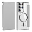 For Samsung Galaxy S22 Ultra 5G MagSafe Magnetic RFID Anti-theft Leather Phone Case(Grey) - Galaxy S22 Ultra 5G Cases by PMC TechLife | Online Shopping South Africa | PMC TechLife