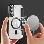 For Samsung Galaxy S22+ 5G Shield MagSafe RFID Anti-theft Leather Phone Case(Black)