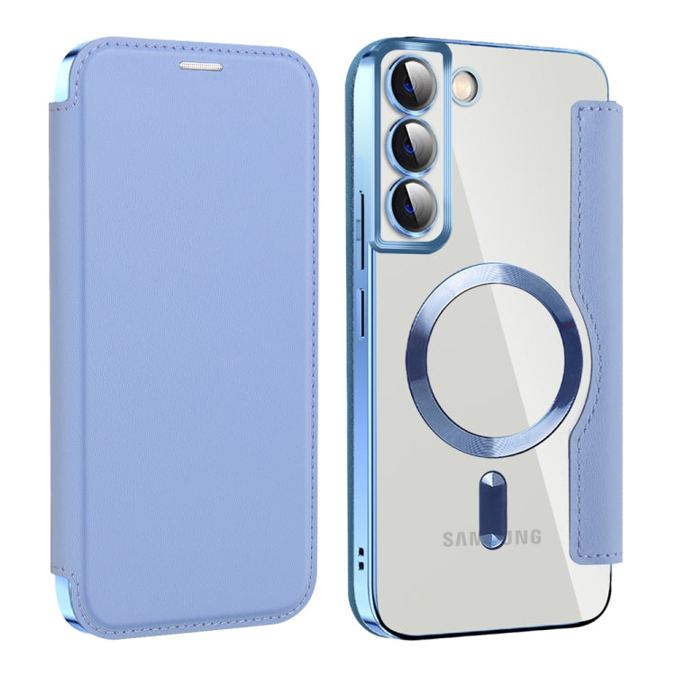For Samsung Galaxy S22+ 5G Shield MagSafe RFID Anti-theft Leather Phone Case(Blue) - Galaxy S22+ 5G Cases by PMC TechLife | Online Shopping South Africa | PMC TechLife | Buy Now Pay Later Mobicred