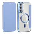 For Samsung Galaxy S22+ 5G Shield MagSafe RFID Anti-theft Leather Phone Case(Blue) - Galaxy S22+ 5G Cases by PMC TechLife | Online Shopping South Africa | PMC TechLife | Buy Now Pay Later Mobicred