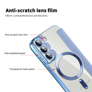 For Samsung Galaxy S22+ 5G Shield MagSafe RFID Anti-theft Leather Phone Case(Blue)
