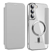 For Samsung Galaxy S22+ 5G Shield MagSafe RFID Anti-theft Leather Phone Case(Grey)