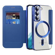 For Samsung Galaxy S22+ 5G MagSafe Magnetic RFID Anti-theft Leather Phone Case(Dark Blue)