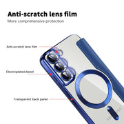 For Samsung Galaxy S22+ 5G MagSafe Magnetic RFID Anti-theft Leather Phone Case(Dark Blue)