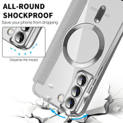 For Samsung Galaxy S22+ 5G MagSafe Magnetic RFID Anti-theft Leather Phone Case(Dark Blue)