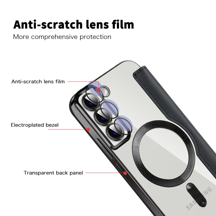 For Samsung Galaxy S22+ 5G MagSafe Magnetic RFID Anti-theft Leather Phone Case(Black) - Galaxy S22 5G Cases by PMC TechLife | Online Shopping South Africa | PMC TechLife