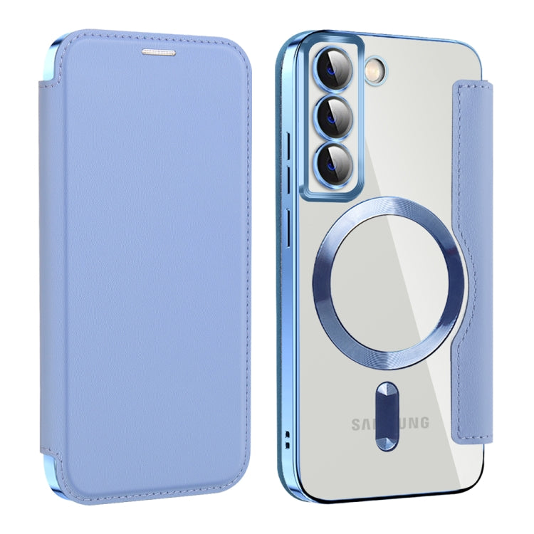 For Samsung Galaxy S22+ 5G MagSafe Magnetic RFID Anti-theft Leather Phone Case(Blue) - Galaxy S22 5G Cases by PMC TechLife | Online Shopping South Africa | PMC TechLife