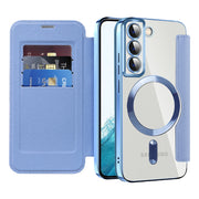 For Samsung Galaxy S22+ 5G MagSafe Magnetic RFID Anti-theft Leather Phone Case(Blue)