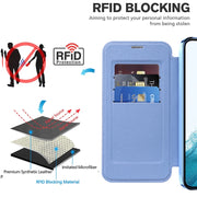 For Samsung Galaxy S22+ 5G MagSafe Magnetic RFID Anti-theft Leather Phone Case(Blue)