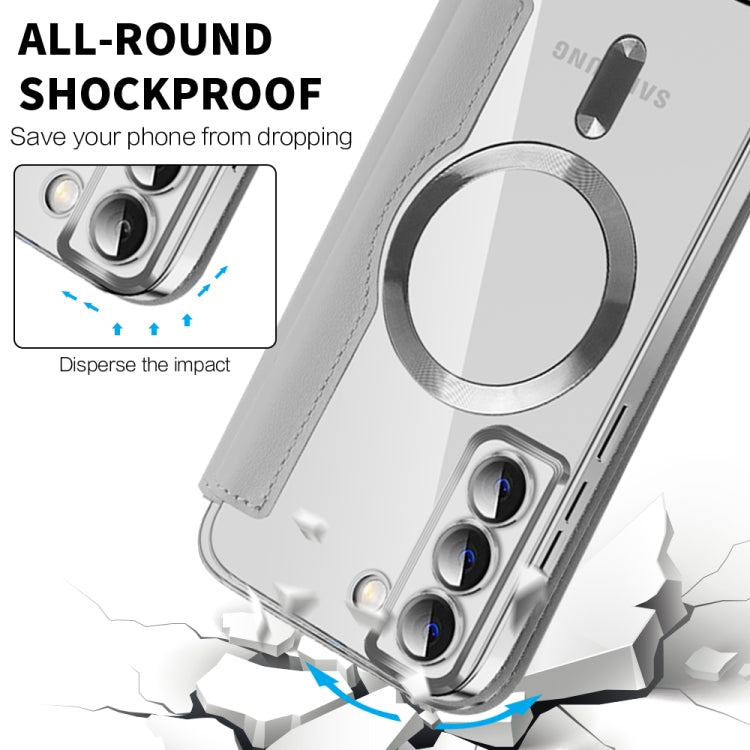 For Samsung Galaxy S22+ 5G MagSafe Magnetic RFID Anti-theft Leather Phone Case(Blue) - Galaxy S22 5G Cases by PMC TechLife | Online Shopping South Africa | PMC TechLife