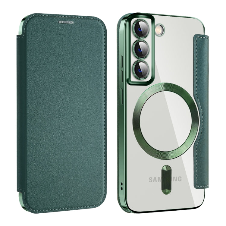 For Samsung Galaxy S22+ 5G MagSafe Magnetic RFID Anti-theft Leather Phone Case(Green) - Galaxy S22 5G Cases by PMC TechLife | Online Shopping South Africa | PMC TechLife