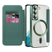 For Samsung Galaxy S22+ 5G MagSafe Magnetic RFID Anti-theft Leather Phone Case(Green)