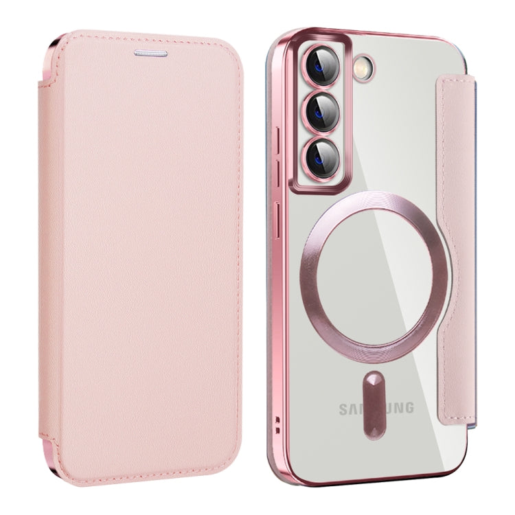 For Samsung Galaxy S22+ 5G MagSafe Magnetic RFID Anti-theft Leather Phone Case(Pink) - Galaxy S22 5G Cases by PMC TechLife | Online Shopping South Africa | PMC TechLife