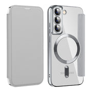 For Samsung Galaxy S22+ 5G MagSafe Magnetic RFID Anti-theft Leather Phone Case(Grey)