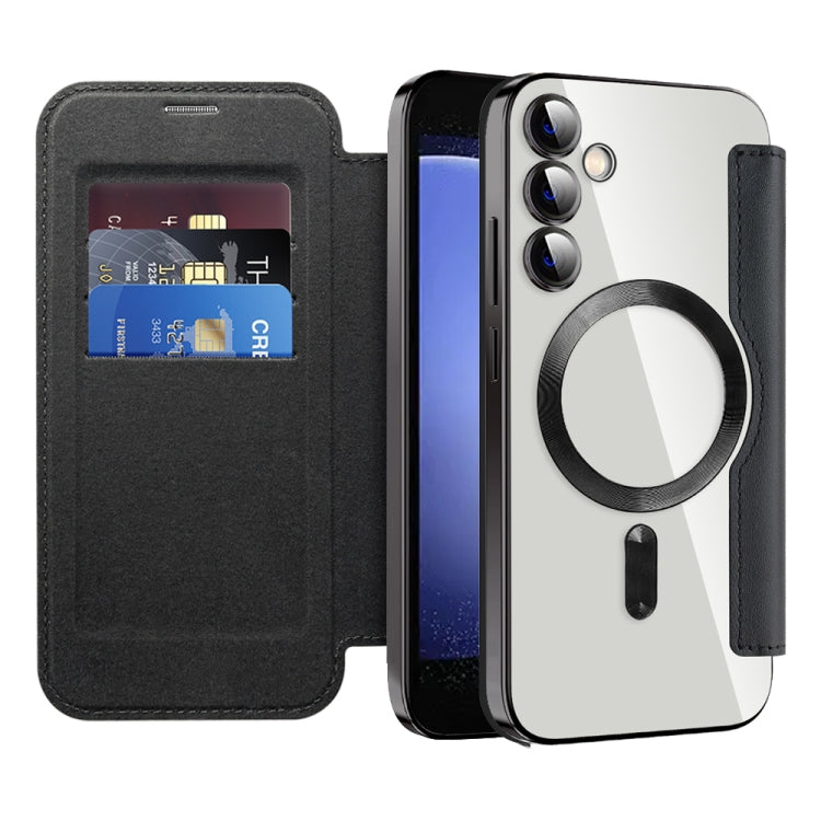 For Samsung Galaxy S23 FE 5G MagSafe Magnetic RFID Anti-theft Leather Phone Case(Black)