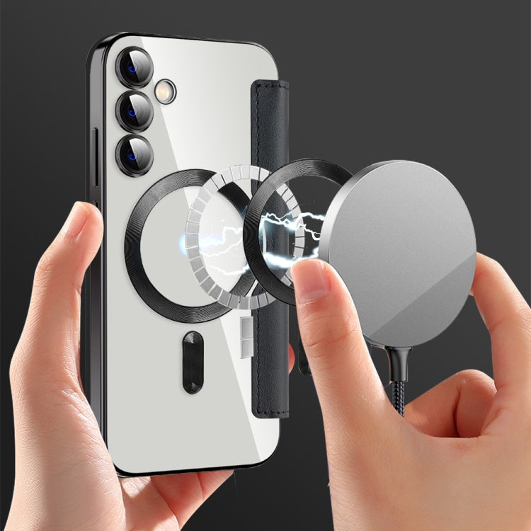 For Samsung Galaxy S23 FE 5G MagSafe Magnetic RFID Anti-theft Leather Phone Case(Black) - Galaxy S23 FE 5G Cases by PMC TechLife | Online Shopping South Africa | PMC TechLife