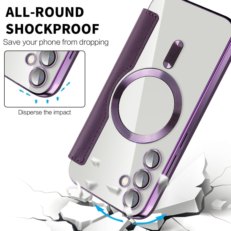 For Samsung Galaxy S23 FE 5G MagSafe Magnetic RFID Anti-theft Leather Phone Case(Purple) - Galaxy S23 FE 5G Cases by PMC TechLife | Online Shopping South Africa | PMC TechLife