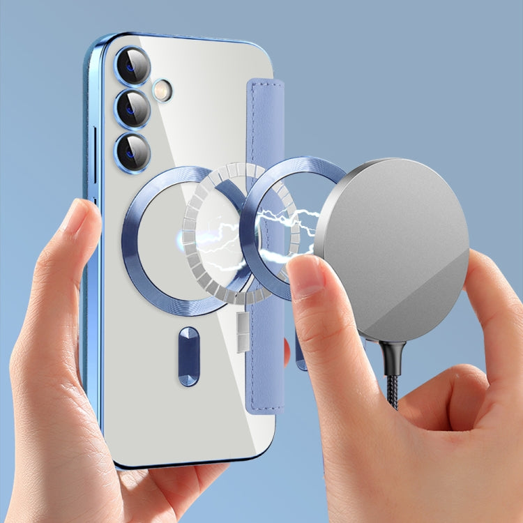 For Samsung Galaxy S23 FE 5G MagSafe Magnetic RFID Anti-theft Leather Phone Case(Blue) - Galaxy S23 FE 5G Cases by PMC TechLife | Online Shopping South Africa | PMC TechLife