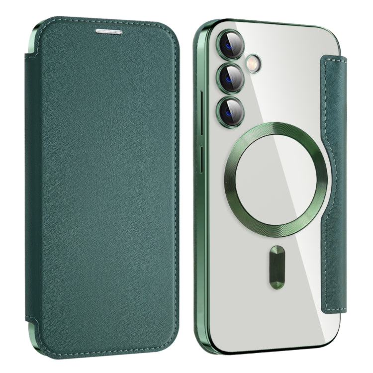 For Samsung Galaxy S23 FE 5G MagSafe Magnetic RFID Anti-theft Leather Phone Case(Green) - Galaxy S23 FE 5G Cases by PMC TechLife | Online Shopping South Africa | PMC TechLife