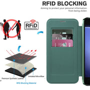 For Samsung Galaxy S23 FE 5G MagSafe Magnetic RFID Anti-theft Leather Phone Case(Green)