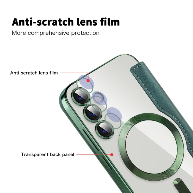 For Samsung Galaxy S23 FE 5G MagSafe Magnetic RFID Anti-theft Leather Phone Case(Green)