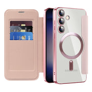 For Samsung Galaxy S25+ 5G Shield MagSafe RFID Anti-theft Leather Phone Case(Pink)
