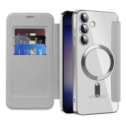 For Samsung Galaxy S25+ 5G Shield MagSafe RFID Anti-theft Leather Phone Case(Grey)