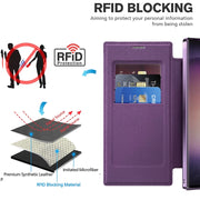 For Samsung Galaxy S25 Ultra 5G Shield MagSafe RFID Anti-theft Leather Phone Case(Purple)